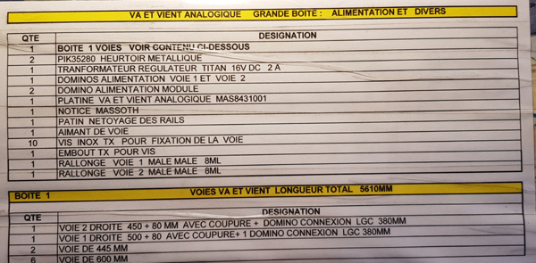 VA  ET VIENT  CFN  Set de voies droites 5610 mm  transfo et va et  vient analogique  de freins